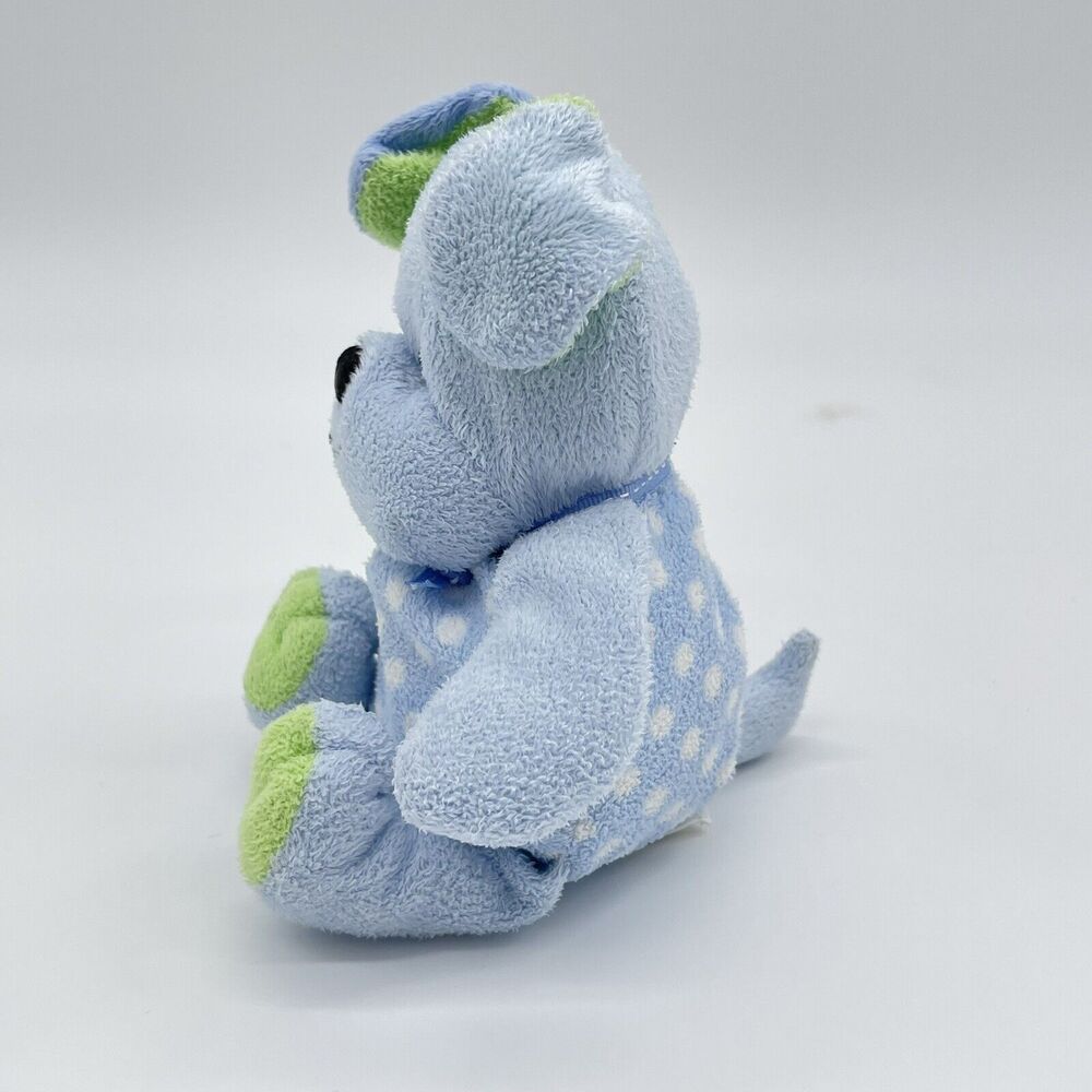 Carters Prestige Toy 7" Blue Green Polka Dot Puppy Dog Baby Plush Barking - Picture 4 of 9